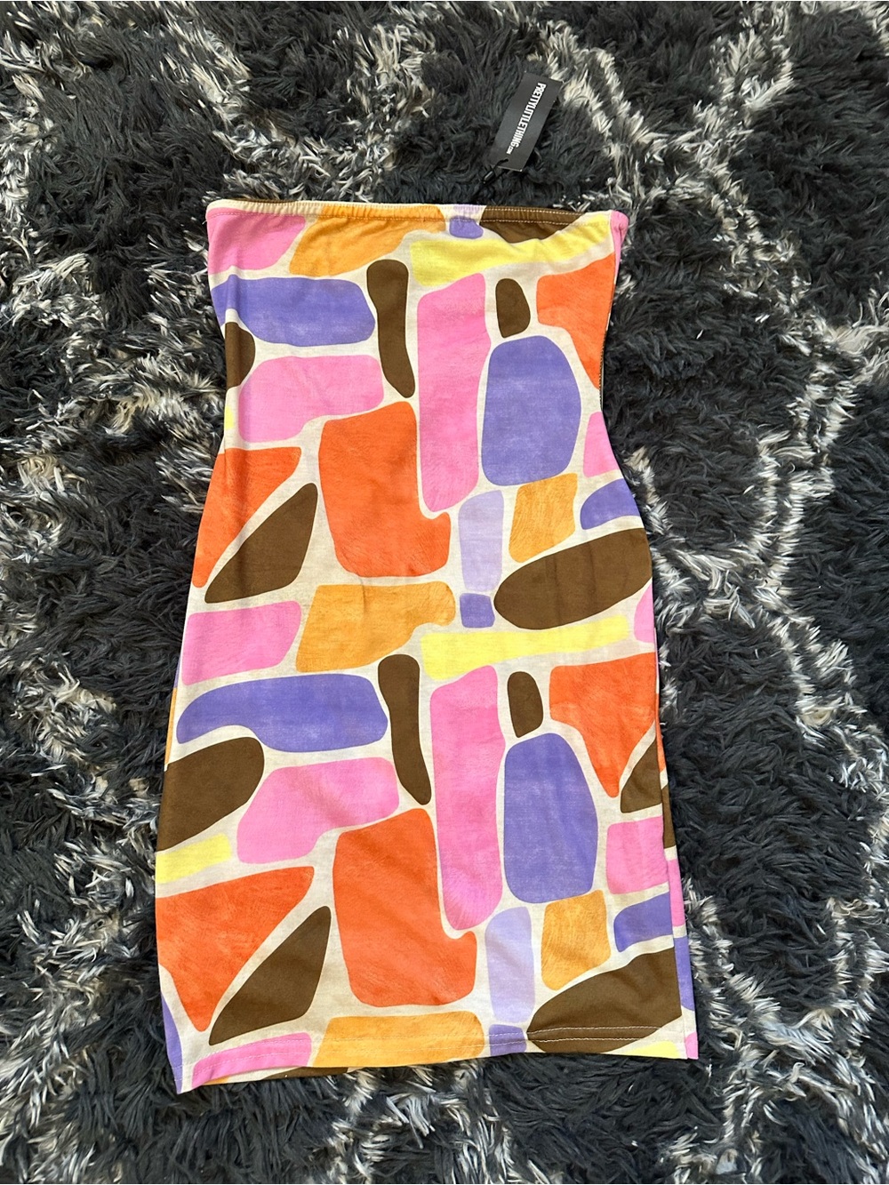 PrettyLittleThing Colorblock Abstract Tube Bodycon Dress